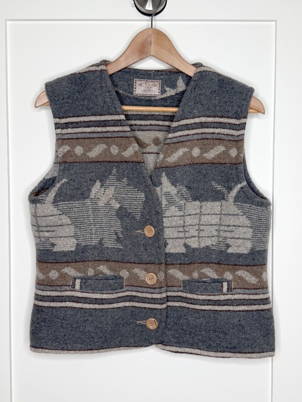 Vintage 90s Imperial Connection Wool Blend Scottie Dog Print Vest